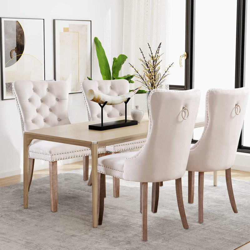 Inbox Zero Velvet Dining Chairs, Upholstered Highend Tufted Dining